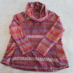 Woolrich Women's XL Multicolor Striped Aztec Cowl Neck Pullover Sweater Boho